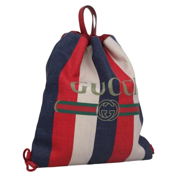 GUCCI Backpack Canvas Red Navy - Picture 1 of 15